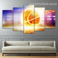 Fiery Basketball Abstract Sports Modern Framed Painting Photo Canvas Print for Room Wall Garnish