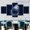 Scary Shark Animal Modern Artwork Image Canvas Print for Room Wall Ornament