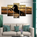 Sunset Horse Animal Landscape Modern Artwork Photo Canvas Print for Room Wall Ornament