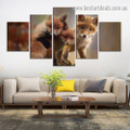 Fox Babies Animal Modern Artwork Portrait Canvas Print for Room Wall Ornament