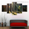 Tall Pine Trees Botanical Modern Framed Effigy Pic Canvas Print for Room Wall Drape