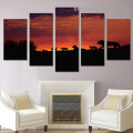 African Sunset Animal Modern Artwork Photo Canvas Print for Room Wall Ornament