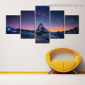 Starry Mountain Landscape Nature Modern Artwork Photo Canvas Print for Room Wall Décor