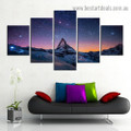 Starry Mountain Landscape Nature Modern Artwork Picture Canvas Print for Room Wall Garniture