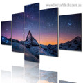 Starry Mountain Landscape Nature Modern Artwork Portrait Canvas Print for Room Wall Adornment