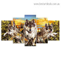 Hungry Wolves Animal Nordic Modern Artwork Picture Canvas Print for Room Wall Décor