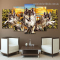 Hungry Wolves Animal Nordic Modern Artwork Image Canvas Print for Room Wall Adornment