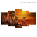 Giant Lion Animal Figure Modern Artwork Portrait Canvas Print for Room Wall Adornment