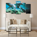 Four Dolphins Animal Landscape Modern Artwork Image Canvas Print for Room Wall Ornament