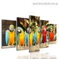 Colorful Parrot Group Bird Modern Artwork Photo Canvas Print for Room Wall Adornment