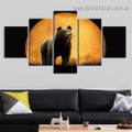 Grizzly Bear Animal Landscape Modern Artwork Portrait Canvas Print for Room Wall Garniture