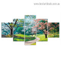 Flower Garden Path Botanical Nature Modern Artwork Picture Canvas Print for Room Wall Garniture