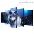 Snow Wolf Animal Landscape Modern Artwork Photo Canvas Print for Room Wall Adornment
