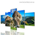 Cow Calf Animal Landscape Modern Artwork Picture Canvas Print for Room Wall Garniture