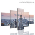 Empire State NY Cityscape Modern Artwork Portrait Canvas Print for Room Wall Garniture
