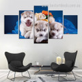 Cute Puppies Animal Modern Framed Artwork Photo Canvas Print for Room Wall Decoration