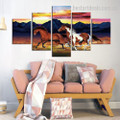 Gushing Horses Animal Modern Framed Painting Image Canvas Print for Room Wall Décor