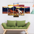 Gushing Horses Animal Modern Framed Painting Pic Canvas Print for Room Wall Flourish