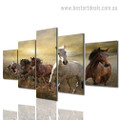 Herding Wild Horses Animal Landscape Modern Framed Portraiture Photo Canvas Print