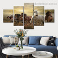 Herding Wild Horses Animal Landscape Modern Framed Portraiture Pic Canvas Print for Room Wall Decor