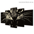 Scary Cat Face Animal Modern Artwork Picture Canvas Print for Room Wall Garniture