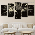 Scary Cat Face Animal Modern Artwork Image Canvas Print for Room Wall Ornament