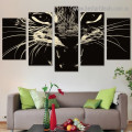 Scary Cat Face Animal Modern Artwork Portrait Canvas Print for Room Wall Adornment