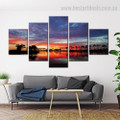 Hawaii Sunset Nature Landscape Modern Framed Painting Image Canvas Print for Room Wall Drape