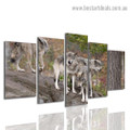 Herd of Wolves Animal Landscape Modern Artwork Image Canvas Print for Room Wall Garniture