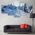 Snowy Pine Forest Landscape Modern Artwork Photo Canvas Print for Room Wall Art Decoration