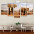 Elephant Family Animal Landscape Modern Artwork Picture Canvas Print for Room Wall Décor