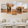 Elephant Family Animal Landscape Modern Artwork Image Canvas Print for Room Wall Garniture
