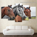 Horse Trio Animal Landscape Modern Artwork Picture Canvas Print for Room Wall Garniture