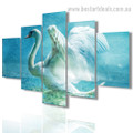 Swan Bird Modern Framed Portraiture Pic Canvas Print