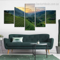 Green Hills Botanical Landscape Modern Framed Effigy Pic Canvas Print for Room Wall Flourish