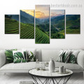 Green Hills Botanical Landscape Modern Framed Effigy Picture Canvas Print for Room Wall Drape