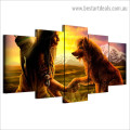 Warrior Wolf Animal Figure Modern Artwork Photo Canvas Print for Room Wall Adornment