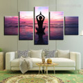 Seascape Yoga Figure Nature Sports Framed Portraiture Image Canvas Print for Room Wall Decoration