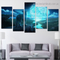 Mystical Wolf Animal Landscape Modern Artwork Photo Canvas Print for Room Wall Decoration