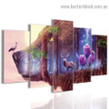 Mystical Wildlife Animal Landscape Modern Artwork Portrait Canvas Print for Room Wall Garniture