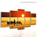 Zebra Sunset Animal Landscape Modern Artwork Photo Canvas Print for Room Wall Adornment