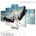 Crane Flying Animal Modern Artwork Image Canvas Print for Room Wall Ornament