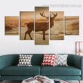 Caribou Animal Landscape Modern Framed Smudge Pic Canvas Print for Room Wall Ornament