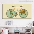 Map Wheels Modern World Map Painting Canvas Print for Wall Disposition 