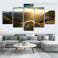 Sunrise Scenery Nature Landscape Modern Framed Smudge Photo Canvas Print for Room Wall Décor