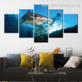 Hammerhead Shark Seascape Animal Modern Framed Painting Photo Canvas Print for Room Wall Adornment