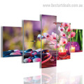 Stones and Orchids Still Life Nature Modern Framed Painting Photo Canvas Print