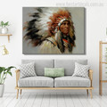 Indian Tribal Figure Abstract Modern Painting Canvas Print for Lounge Room Wall Outfit