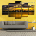 City View Sunset Landscape Modern Artwork Image Canvas Print for Room Wall Ornament