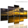 City View Sunset Landscape Modern Artwork Portrait Canvas Print for Room Wall Garniture